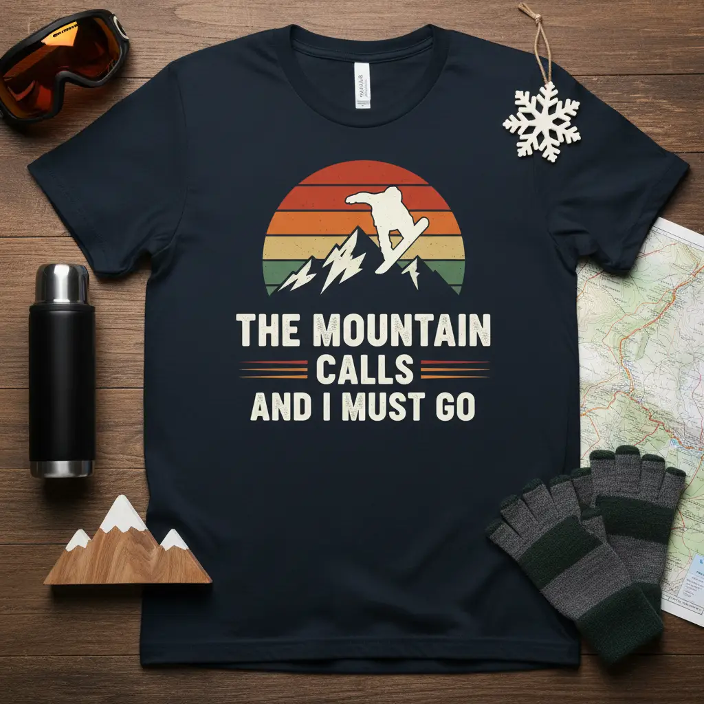 The Mountain Calls and I Must Go Snowboard T-Shirt