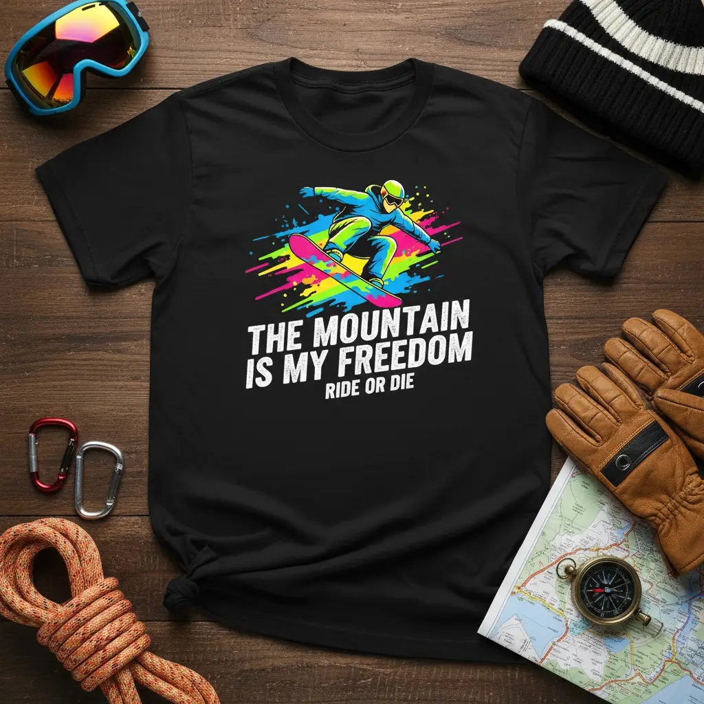 The Mountain Is My Freedom Ride or Die Snowboard T-Shirt