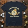 The Royal Golfer King Of The Course T-Shirt with a cartoon golf ball wearing a crown and winking