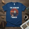 The Scream Munch t-shirt featuring a parody of Edvard Munch's famous painting in a circular design with text
