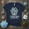 T-shirt with "The Smallest Paws Can The Biggest Impact Mental Health Awareness" text and a paw print tree graphic