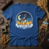 The Starry Night Donkey t-shirt design featuring a donkey under a starry sky with a crescent moon and wheat stalks