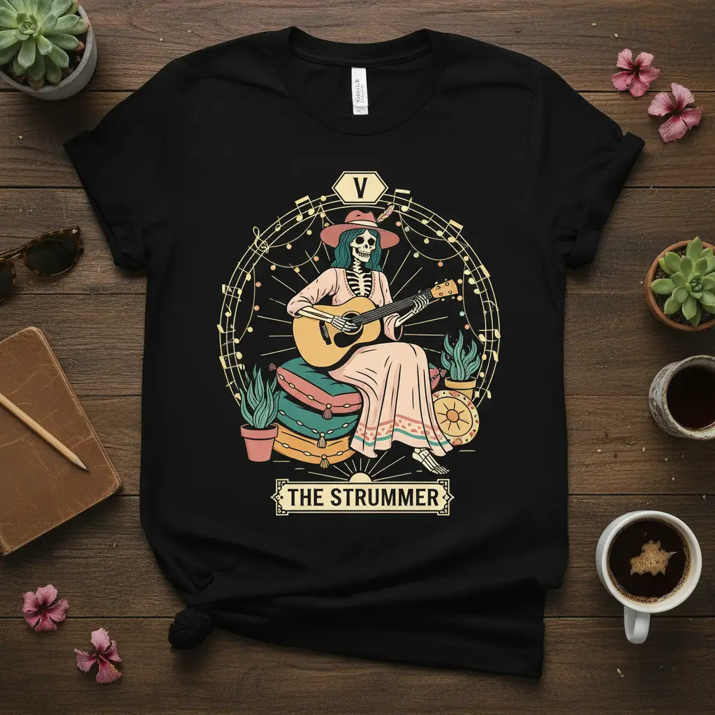 The Strummer Skeleton Guitarist T-Shirt Music Lover Gift