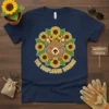 The Sunflower Wombat Tee design featuring a cute wombat with a sunflower bandana surrounded by sunflowers