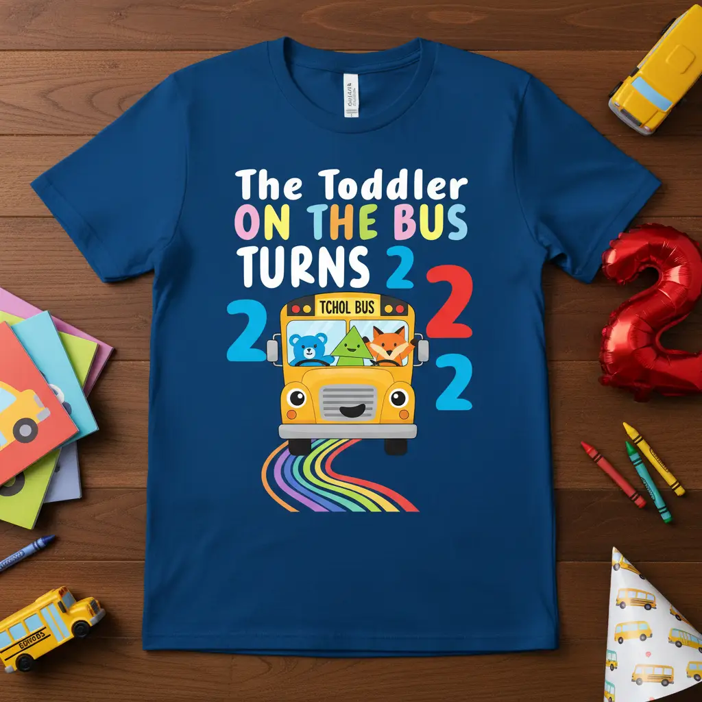 The Toddler on the Bus Turns 2 Birthday T-Shirt