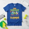 The Volley Llamas pickleball t-shirt design featuring two llamas playing pickleball with vibrant text