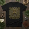 Black t-shirt with "THE WATCHER IN THE NIGHT SPIRIT OF THE JUNGLE" text and a fierce jaguar head within an