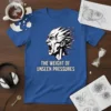 T-shirt with bold white text "THE WEIGHT OF UNSEEN PRESSURES" below a graphic of a screaming face exploding outwards