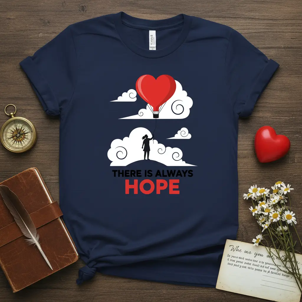 There Is Always Hope Heart Balloon T-Shirt Inspirational Gift
