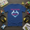 Autism awareness t-shirt with the text "THERE IS NO AUTISM WITHOUT U & I" and a heart graphic