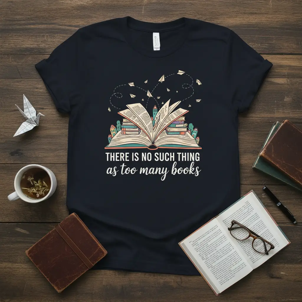 There Is No Such Thing As Too Many Books T-Shirt | Reader Gift