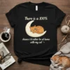 Text "There is a 100% chance i'd rather be at home with my cat" with cute cat on moon graphic