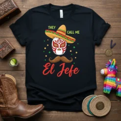 They call me El Jefe eye-catching graphic design printed on comfortable cotton t-shirt