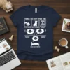 Navy blue t-shirt with white text and graphics detailing "Things I Do In My Spare Time" for Pomapoo owners