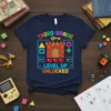 Third Grade Level Up Unlocked t-shirt with pixelated castle, hearts, and game controller icons