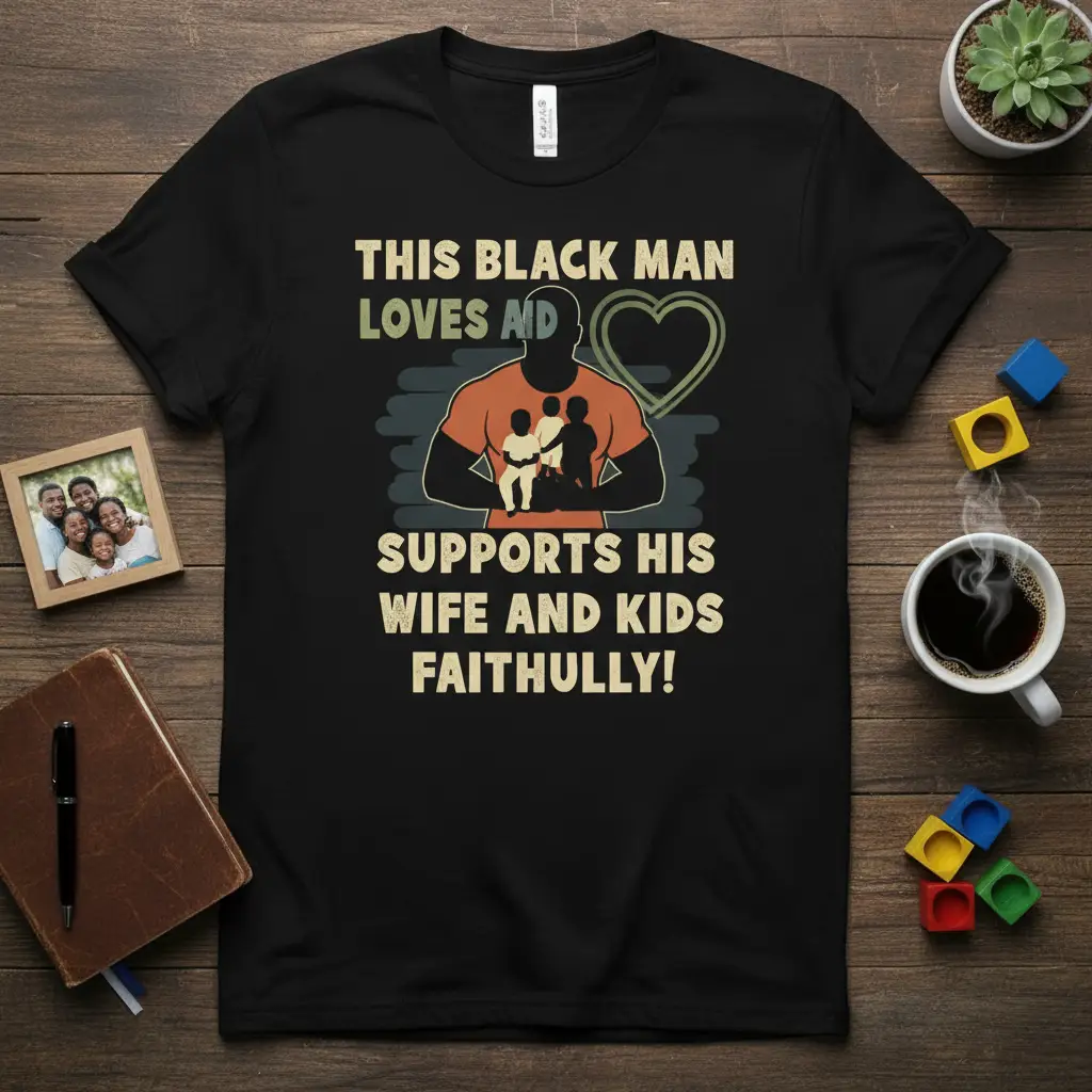 This Black Man Loves His Wife and Kids Faithfully T-Shirt