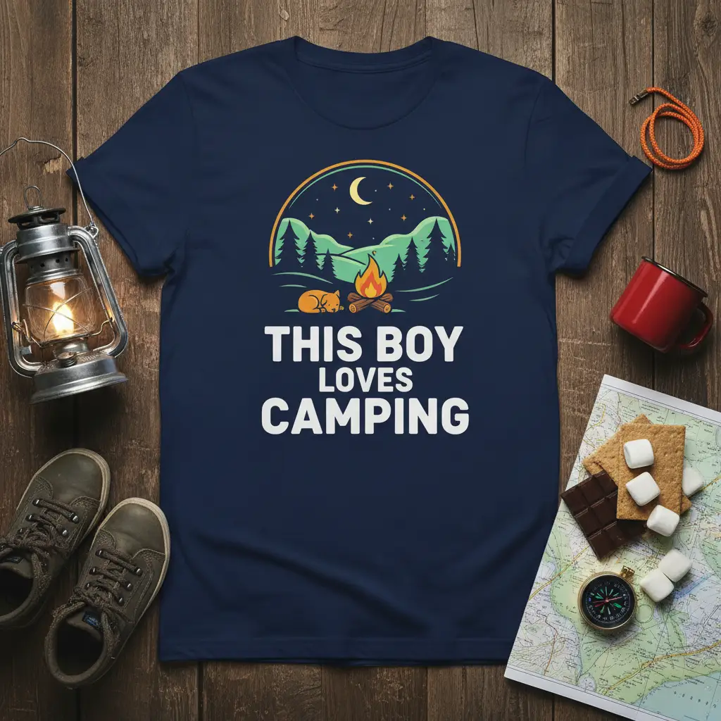 This Boy Loves Camping T-Shirt Outdoor Adventure Gift
