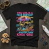 This Girl is a Four Wheelin' Kinda' Girl t-shirt design featuring a woman on an ATV with a puppy