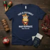 Navy t-shirt with white text "THIS IS CULTURALY INAP ROPRIATE Says the owl." featuring a cartoon owl wearing a sombrero