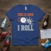 This Is How I Roll bowling quote t-shirt design with a bowling ball hitting pins