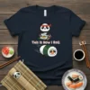 This Is How I Roll panda sushi t-shirt design featuring a cute panda chef and a rolling sushi, with the