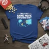 This Is My Anime Movie Watching Shirt design featuring a person with headphones watching TV with popcorn