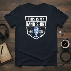 This Is My Band Shirt text design with a vintage microphone graphic and musical sound waves