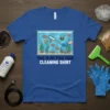 This is my fish tank cleaning shirt design featuring a cartoon fish tank with clownfish and a hand cleaning it