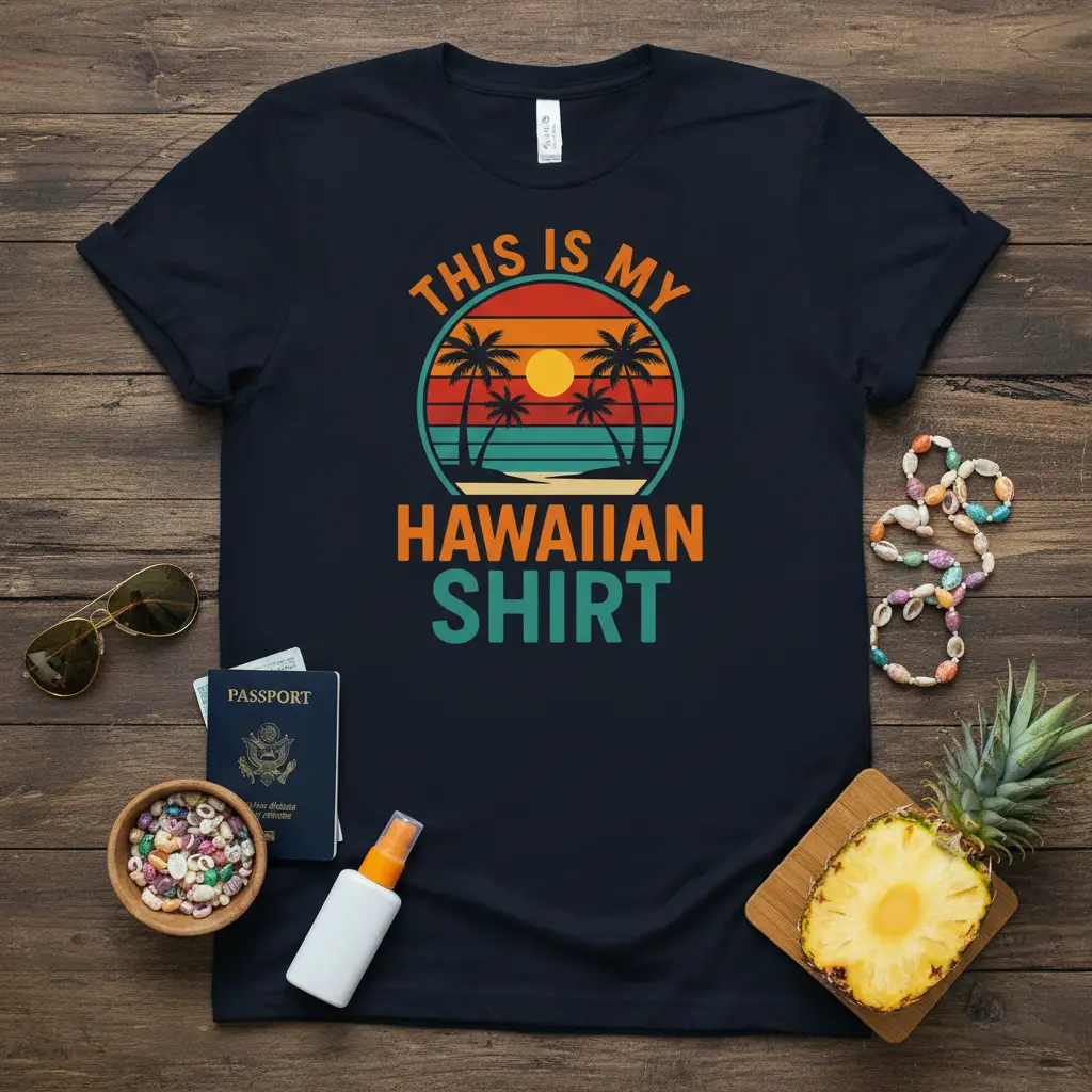 This Is My Hawaiian Shirt Retro Sunset Beach Tee