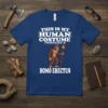 This Is My Human Costume I'm Really A Homo Erectus t-shirt with cartoon ape holding a torch