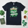 This is my Pajamas St. Patrick's Day t-shirt with sleeping elves and a clover design