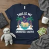 This Is My Snorefest Outfit t-shirt design with a sleeping sloth in a hammock between palm trees under a moonlit