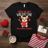 This Is My Valentine Pajama Shirt with a cute corgi holding a heart and rose, surrounded by smaller hearts