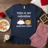 This Is My Valentine Pajamas Shirt featuring a cute cloud wearing a Santa hat and a stack of pancakes with