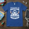 This is what an awesome year old looks like t-shirt featuring a cartoon astronaut with thumbs up and rockets