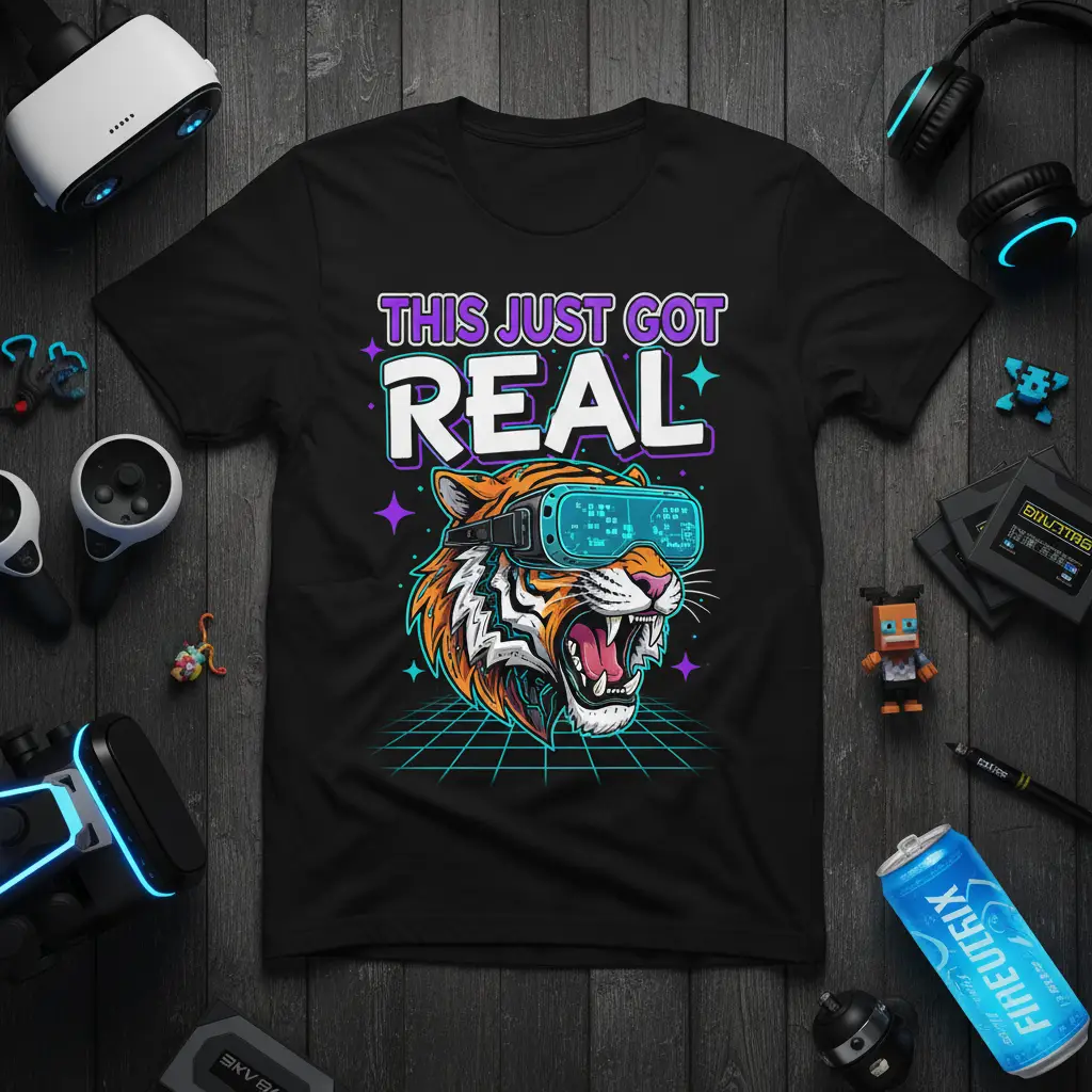 This Just Got Real Tiger Vr T-Shirt Gamer Gift