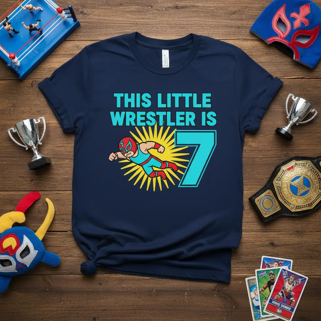 This Little Wrestler Is 7 Birthday T-Shirt Fun Gift