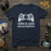 Navy t-shirt with white text "Tiempo de Juego! Nada Más Importa!!!!" and a video game controller graphic