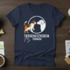 Navy blue t-shirt featuring the Tierschutzverein Tübingen logo with a dog and cat illustration