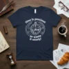 T-shirt with white text "time is precious so waste it wisely!" and a vintage pocket watch graphic