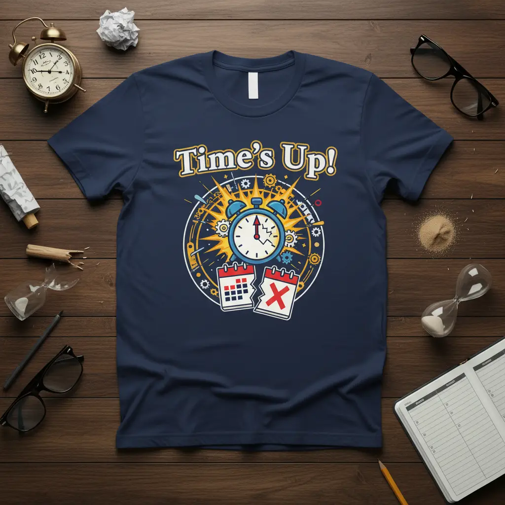 Time’s Up! Funny Alarm Clock Calendar T-Shirt Gift