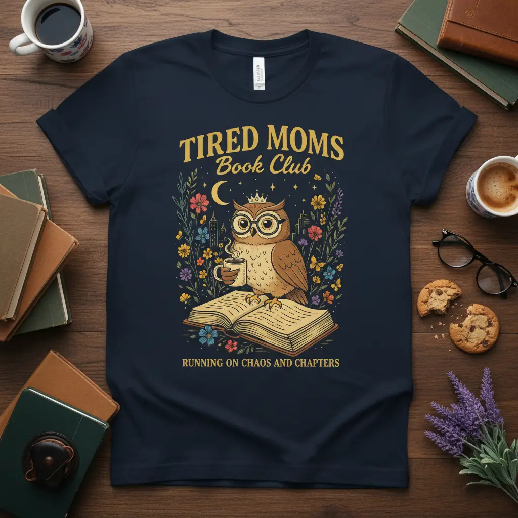 Tired Moms Book Club Running on Chaos Chapters Tee