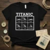 Titanic sinking timeline detailed graphic design printed on comfortable cotton t-shirt