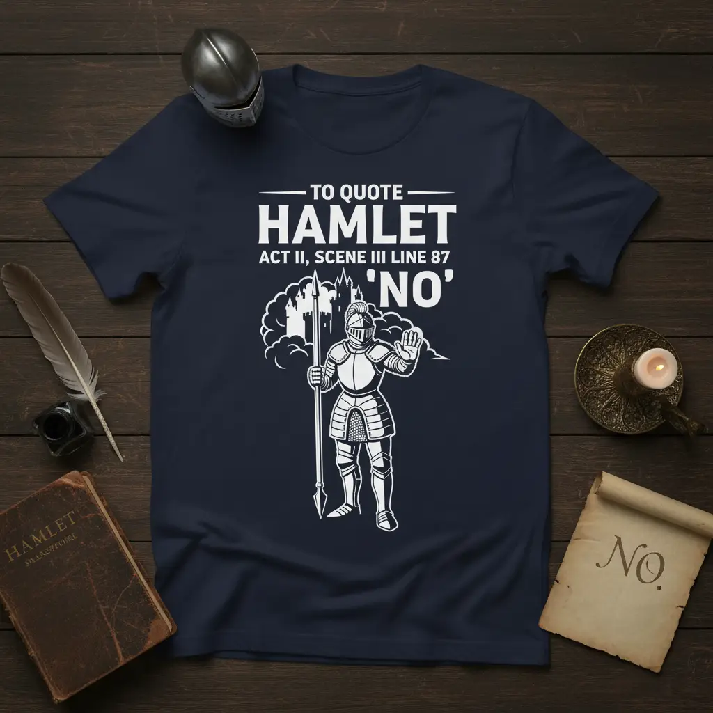 TO QUOTE HAMLET ACT quote printed with bold typography on comfortable cotton fabric t-shirt design
