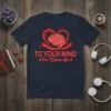 Navy t-shirt with red text "TO YOUR MIND #Red Ribbon Week" and a red ribbon brain graphic for mental health