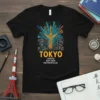 Black t-shirt featuring a colorful TOKYO JAPAN EST. 1603 METROPOLIS cityscape design with a central tower and radiating lines