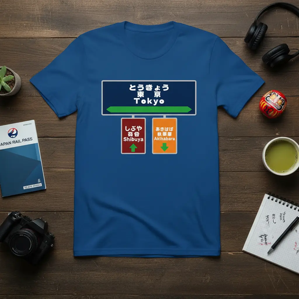 Tokyo Shibuya Akihabara Train Signs T-Shirt Japan Travel Gift