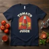 Retro Tomato Juice bottle graphic t-shirt design with text "TOMATO JUICE"