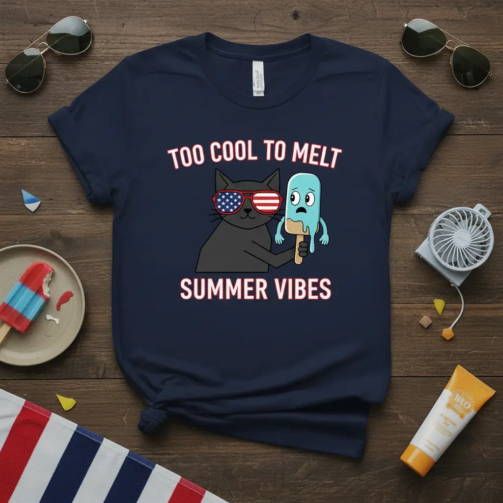 Too Cool to Melt Summer Vibes Cat T-Shirt Funny Gift