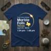 Total Solar Eclipse Marble Falls Texas April 8 2024 1:34 pm - 1:38 pm t-shirt design with Texas map graphic